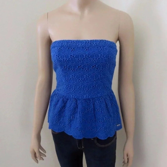 NWT Abercrombie Size Small Strapless Eyelet Top - Picture 2 of 6